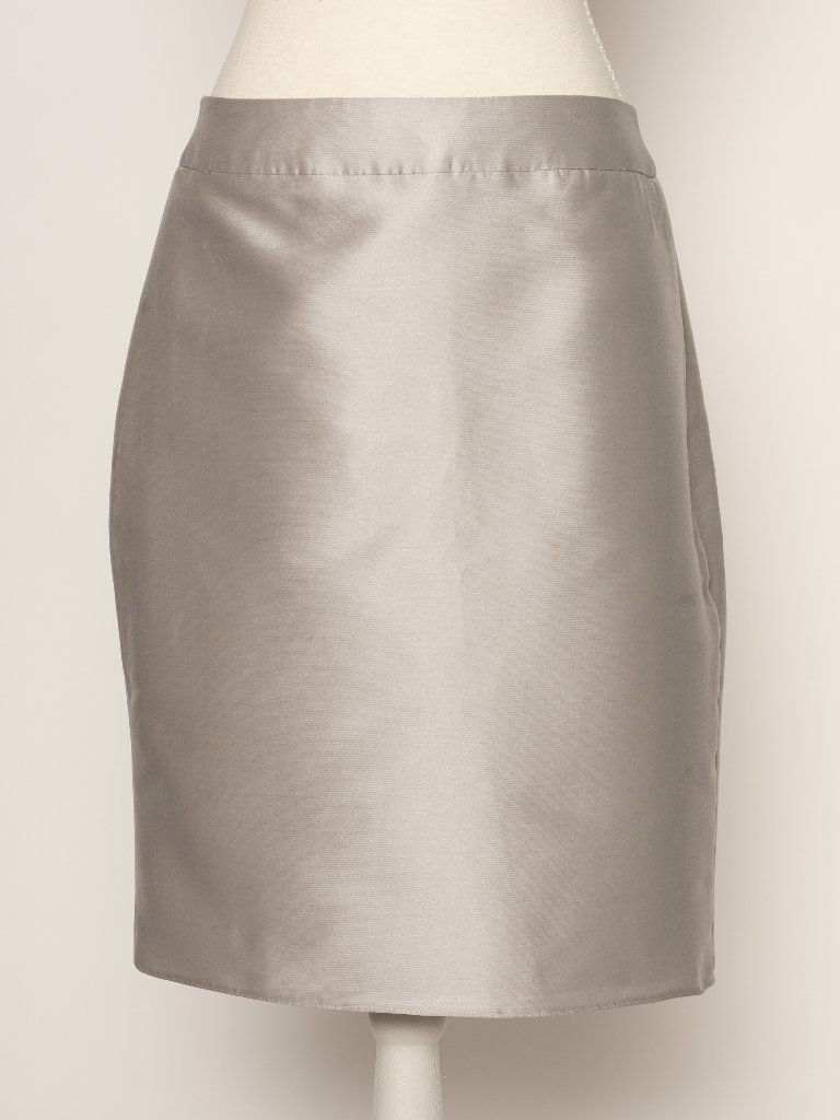 Armani Collezioni Silver Metallic Silk Pencil Skirt Size 8 Luxury Heritage